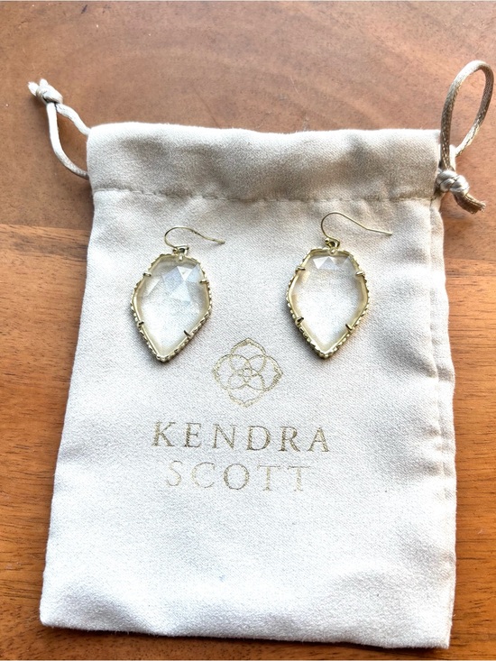 Kendra Scott Jewelry - Kendra Scott Clear Crystal Gold-Trim Teardrop Earrings